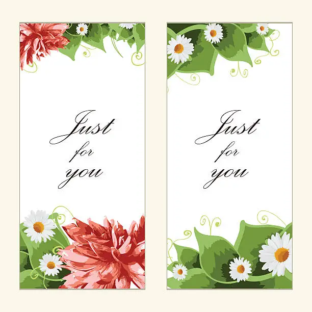 Vector illustration of Vintage vector card templates. Greeting postcard with floral ele