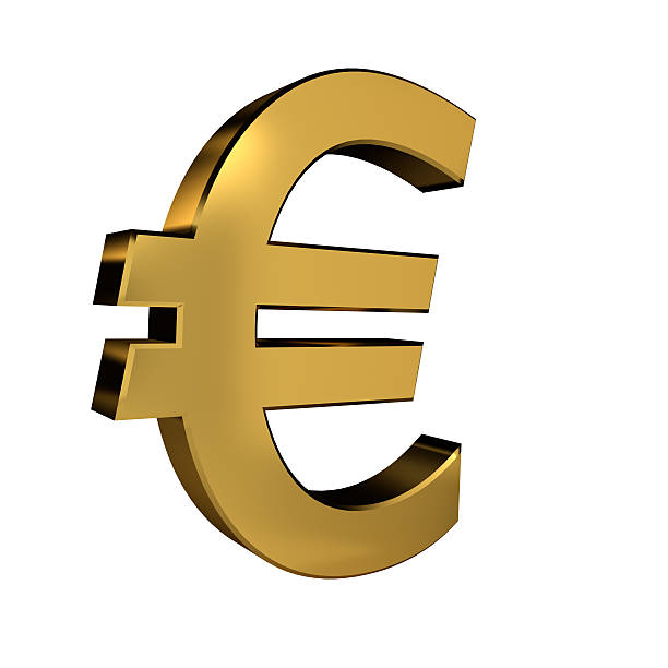 Gold Colored Euro Symbol stock photo