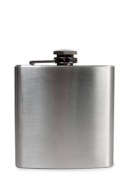 металлические колба - insulated drink container hip flask alcohol brown стоковые фото и изображения