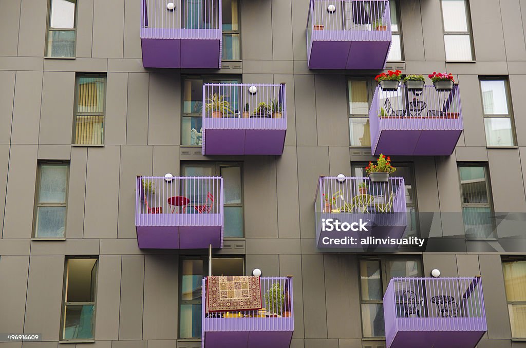 Contemporary residential colourful balconies colourful balconies Balcony Stock Photo