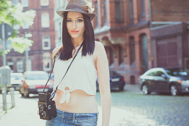 Hipster Tourist Girl in a Hat