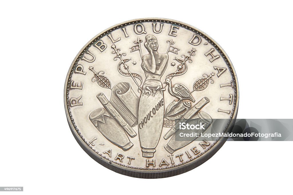 Silver coin from Haiti Twenty five gourdes coin from Haiti 1967 Stock Photo