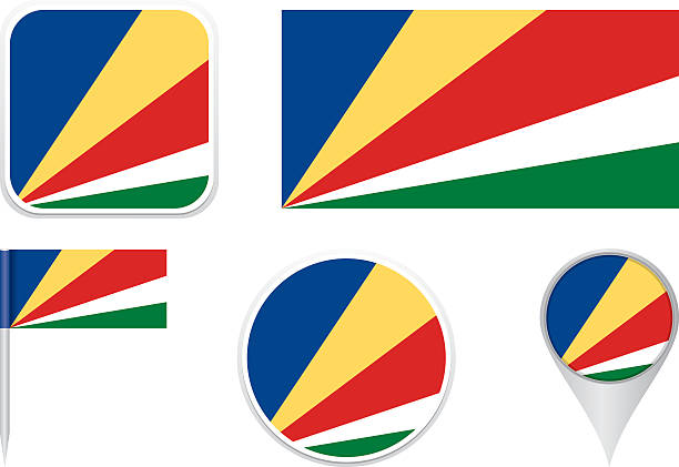 ilustrações de stock, clip art, desenhos animados e ícones de bandeira das seicheles - flag of seychelles