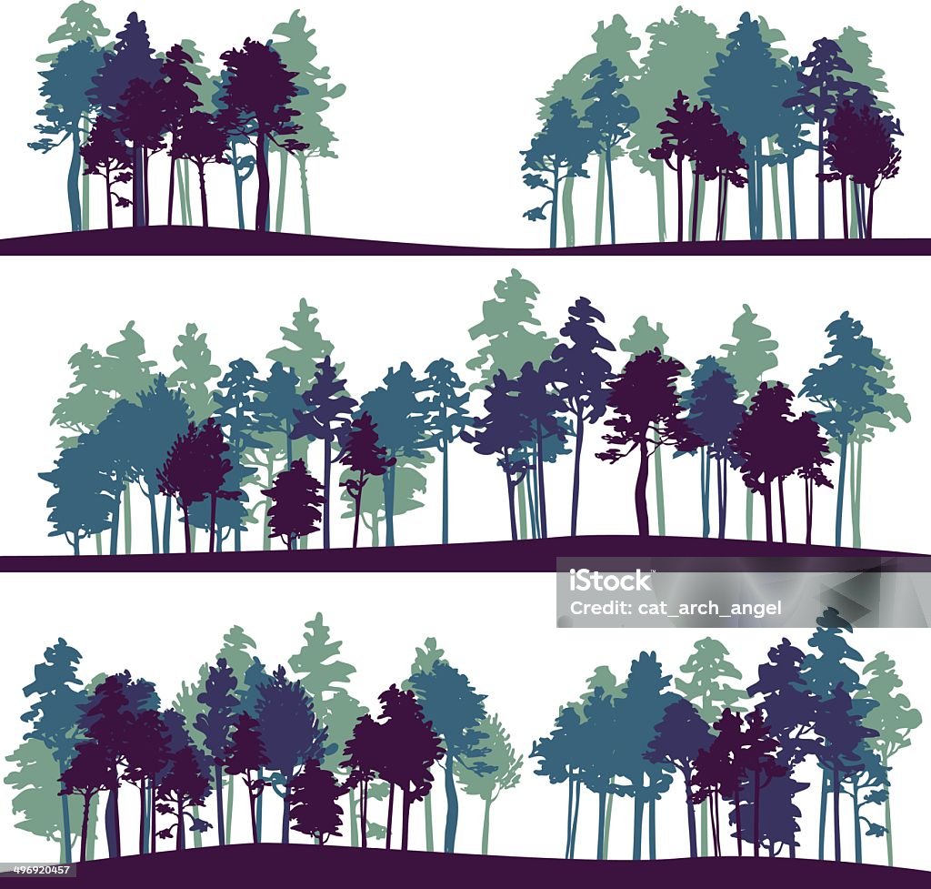 set of different landscape with pine trees set of different silhouettes of landscape with pine trees, vector illustration Agriculture stock vector