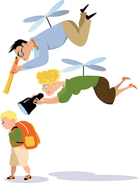 Vector illustration of Helicopter parenting