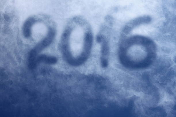 2016 type high close-up in blue sky with space for additional label on the card
