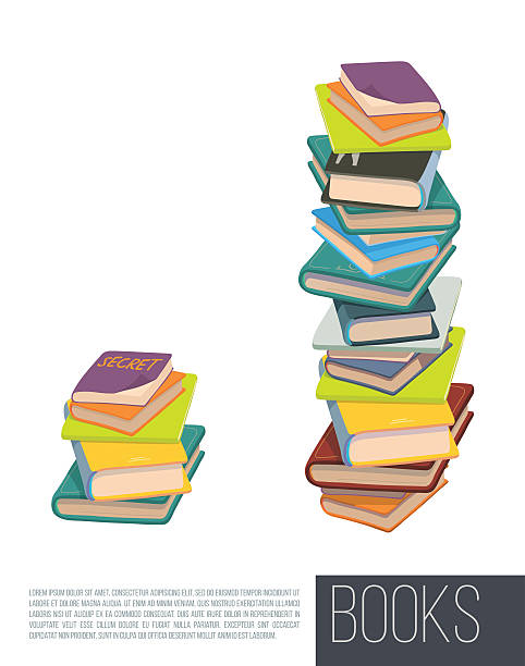 illustrazioni stock, clip art, cartoni animati e icone di tendenza di pila di diversi libri. vettoriale. isolato. - wisdom university single word student