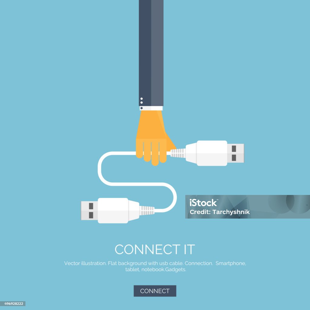 Ilustración de Ilustración Vectorial Fondo De Pantalla Plana Con Mano Cable  Usb Conexión Tm y más Vectores Libres de Derechos de 2015 - iStock