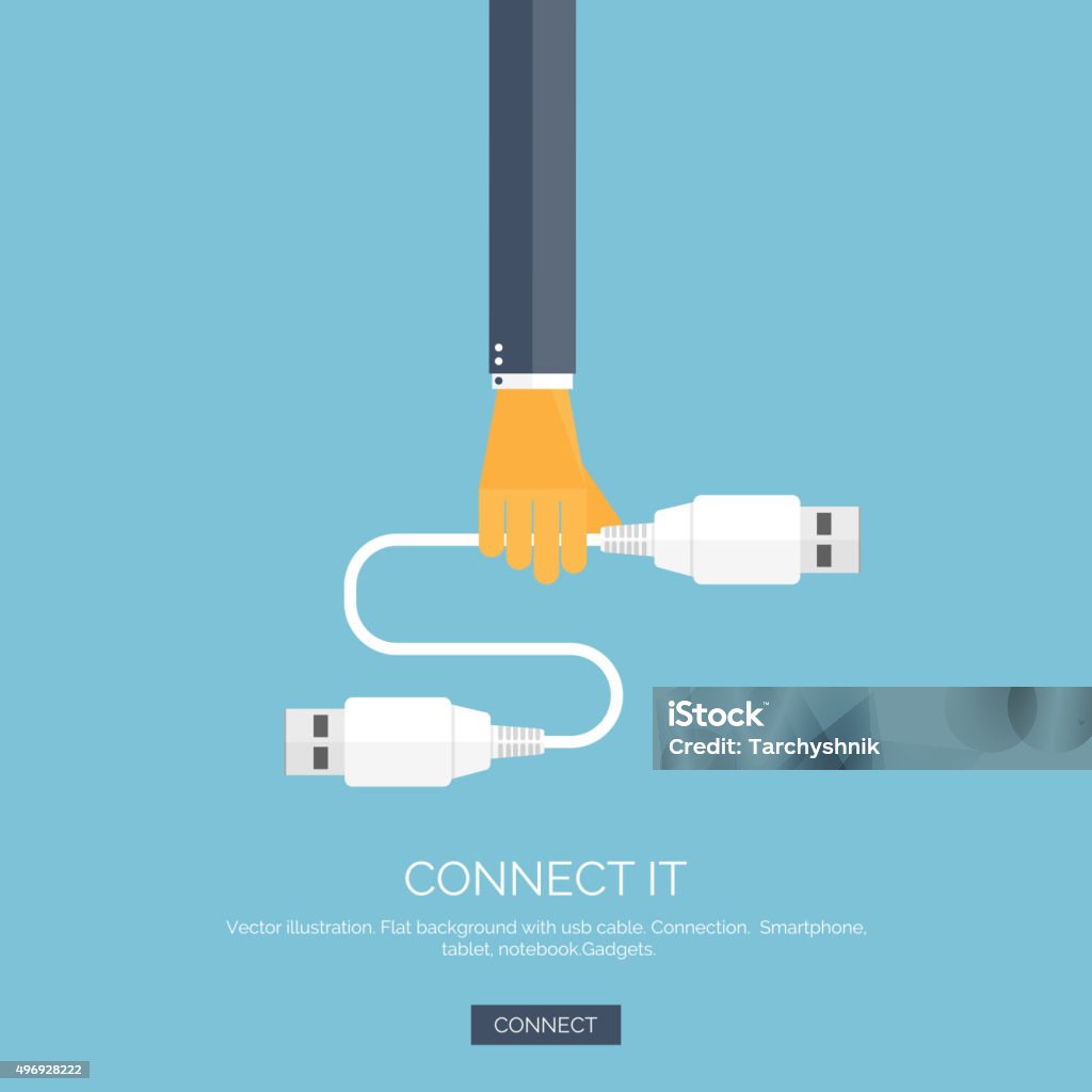 Ilustración de Ilustración Vectorial Fondo De Pantalla Plana Con Mano Cable Usb Conexión Tm y más Vectores Libres de Derechos de 2015 - iStock Ilustración de Ilustración Vectorial Fondo De Pantalla Plana Con Mano Cable Usb Conexión Tm y más Vectores Libres de Derechos de 2015 - iStock