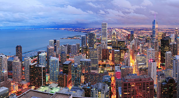istock Chicago skyline panorama aerial view 496943135