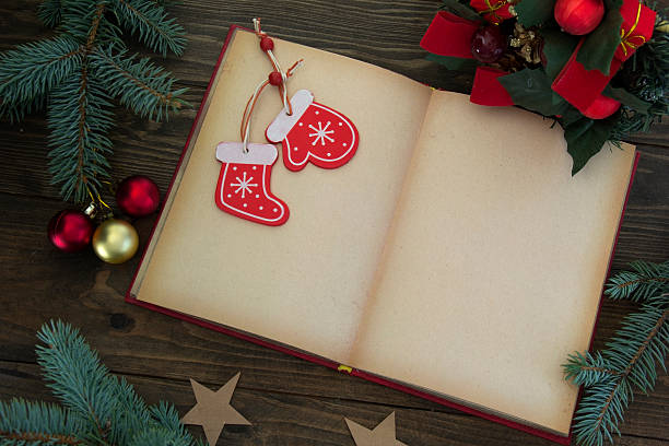 istock open book , elechnye decorations and Christmas sock 496946328