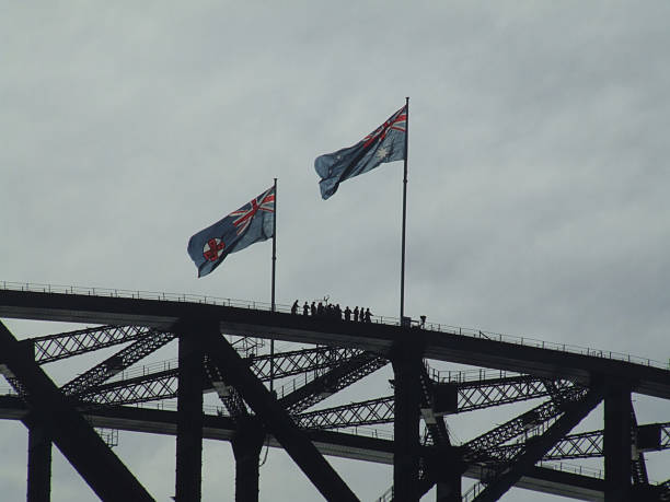 Sydney Harbour Bridge with climbers stock photo