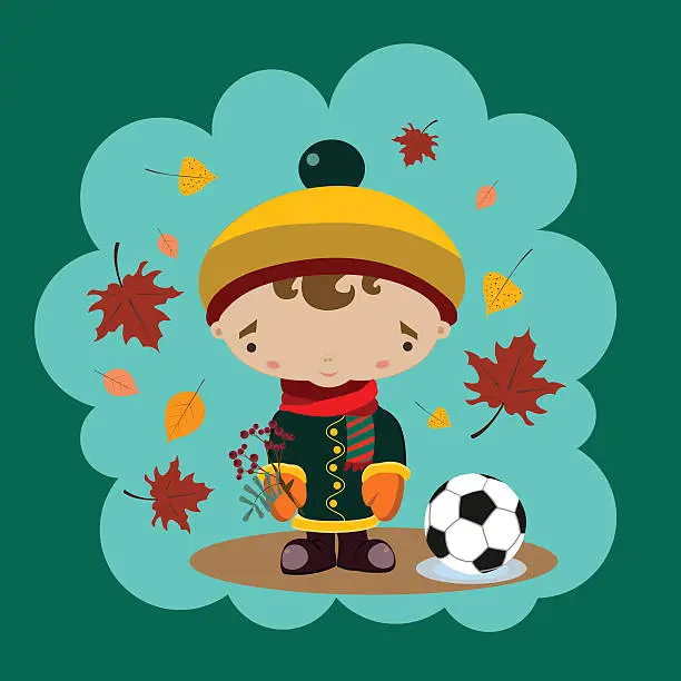 Vector illustration of Boy in autumn