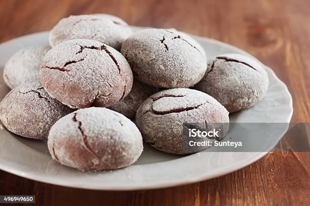 Brownie Krinkle Cookies Chocolate Dessert Stock Photo - Download Image Now - 2015, Backgrounds, Baked