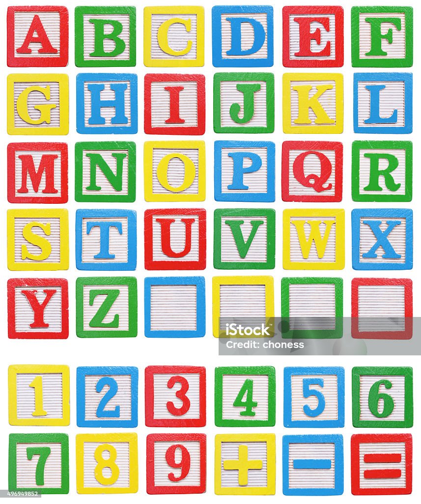 alphabet blocks Wooden alphabet and numbers blocks isolated on white background Toy Block Stock Photo