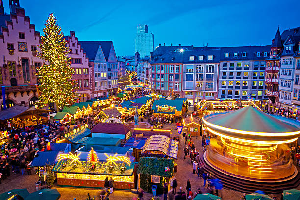 Traditional christmas market in the historic center of Frankfurt, Germany