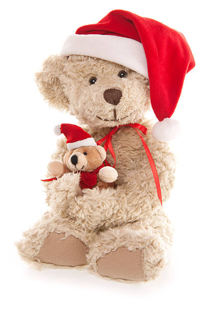 istock Holiday Cute Teddy Bears with Santa Hats 496951362