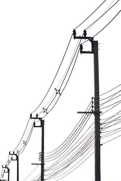 istock electricity post with many wire, dreamy color background 496951768