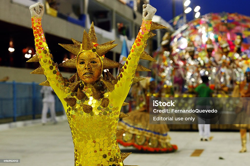 Mirim Samba School presentation in Sambodrome in Rio de Janeiro Rio de Janeiro, Brazil - March 8, 2011: Mirim samba school presentation of "Pimpolhos da Grande Rio" in Sambodrome in Rio de Janeiro carnival. This samba school was created to allow the youngs to participate in the carnival, but they didn't compete with the main samba school, they parade in a different special day. This is one of the most waited big event in town and attracts thousands of tourists from all over the world. The parade is happenning in two consecutive days and the samba schools are always trying their best to impress the judges. 2015 Stock Photo