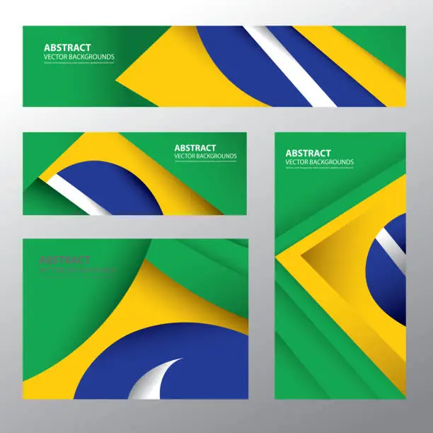 Vector illustration of Abstract Brazil Flag, Brazilian Colors (Vector Art)