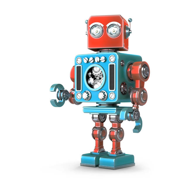 istock Standing Retro Robot. Isolated. Contains clipping path 496956932