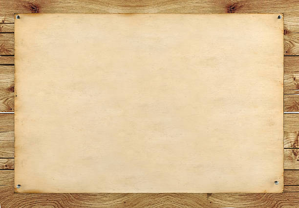 Plain Paper Board On Wood Plank Stock Photo - Download Image Now - 2015,  Backgrounds, Banner - Sign - iStock