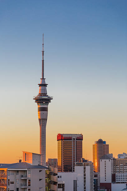 istock Auckland's Sky Tower at sunset 496968347