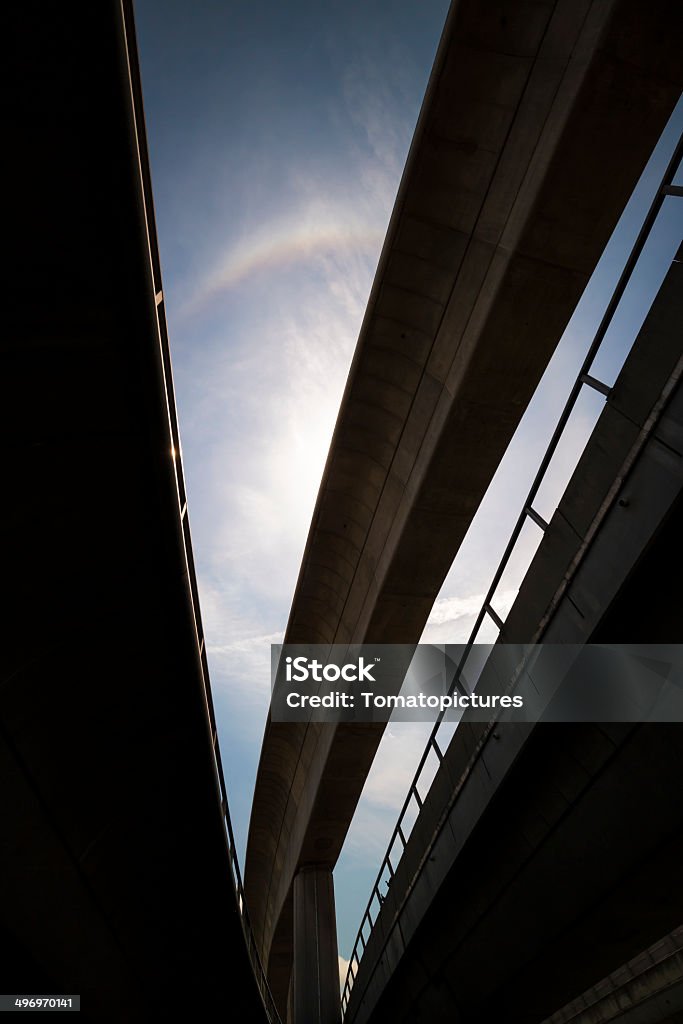 Silhouette of the Singapore MRT train tracks Singapore Stock Photo