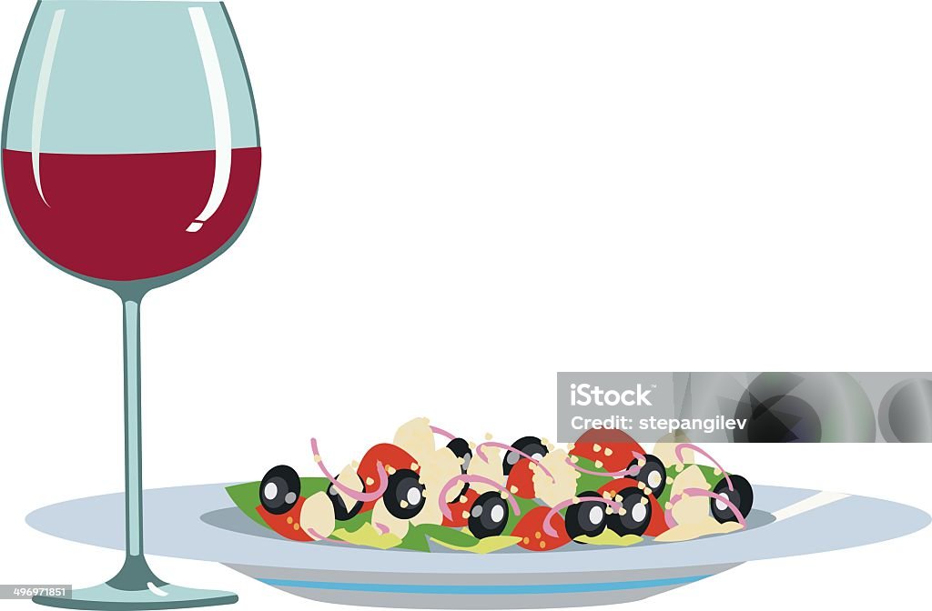 Leichte Speisen und Wein - Lizenzfrei Caesar Salad Vektorgrafik