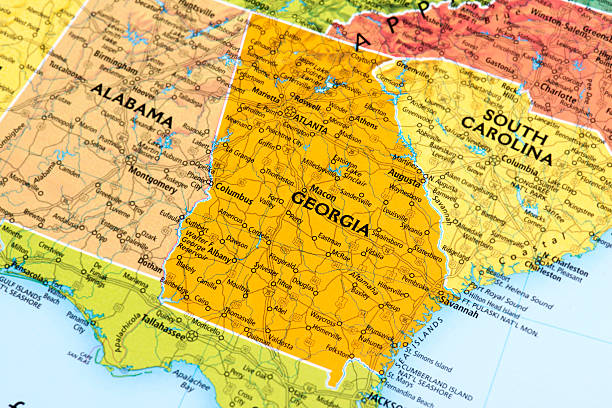Georgia Map of Georgia State.  georgia stock pictures, royalty-free photos & images