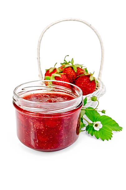 istock Jam strawberry with strawberries in a basket 496973777