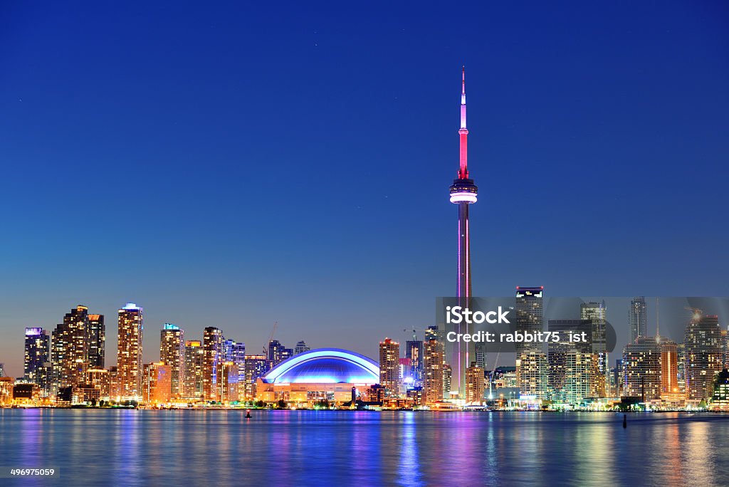 Toronto skyline Toronto sunset over lake panorama with urban skyline. Toronto Stock Photo