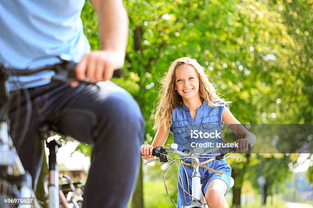 Happy Girl Cycling Stock Photo - Download Image Now - Family, Bicycle, Cycling