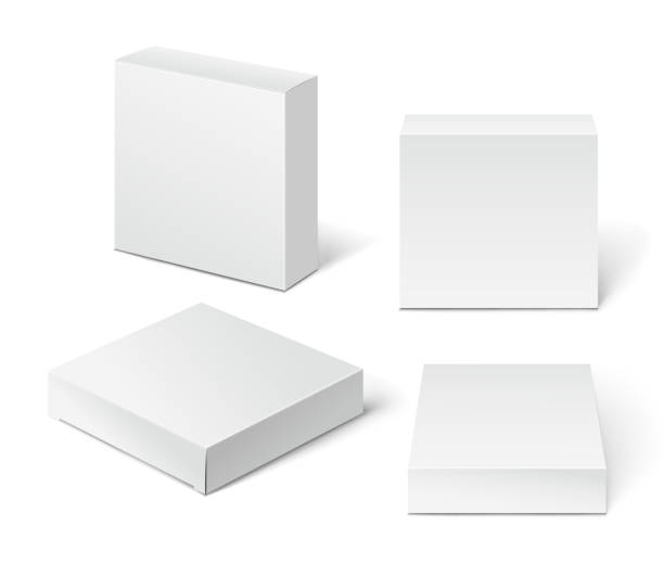 White Cardboard Package Box. Illustration Isolated On White Back White Cardboard Package Box. Illustration Isolated On White Background. computer equipment box stock illustrations
