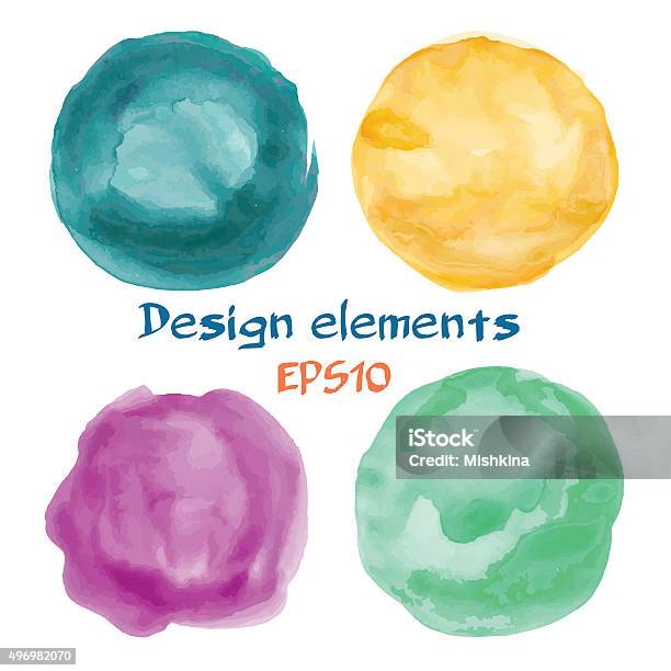 Watercolor Design Elements Stock Illustration - Download Image Now - 2015, Acrylic Painting, Backgrounds