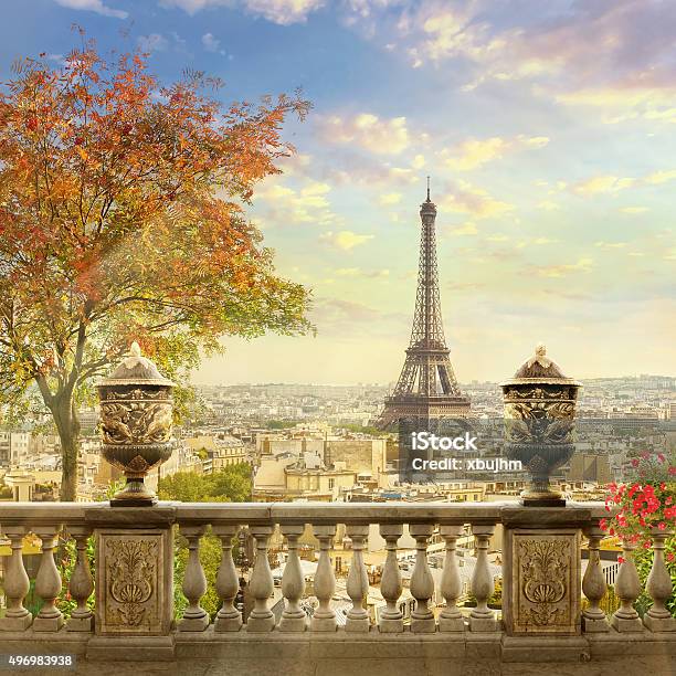 Panorama Of Paris Stock Photo - Download Image Now - Paris - France, Eiffel Tower - Paris, Balcony