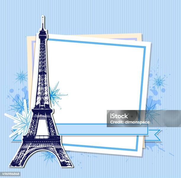 Blue Christmas Background With Eiffel Tower Stock Illustration - Download Image Now - Paris - France, Winter, 2015