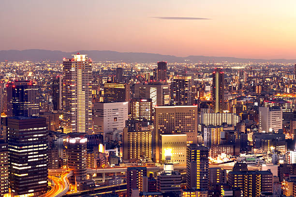 istock Sunset cityscape Osaka Japan 496986980