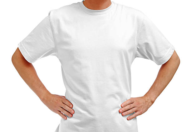 White t-shirt on man