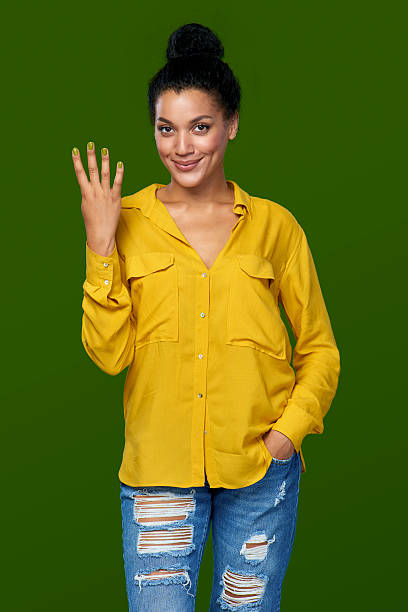 istock Woman showing four fingers 496987664