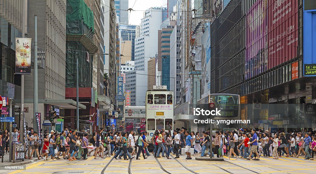 Occupato Attraversamento pedonale in Central, Hong Kong - Foto stock royalty-free di Hong Kong