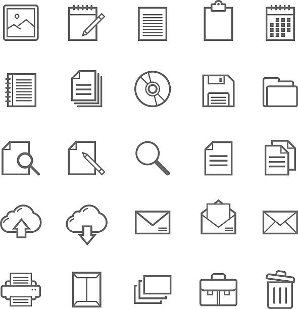 Set of Outline stroke document icon vector art illustration