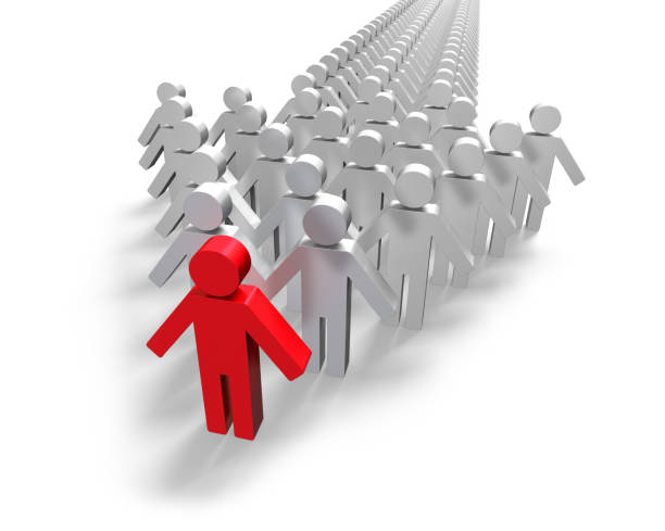 istock Red 3D people in front of arrow 496991183