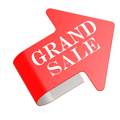 Grand sale twist label image with hi-res rendered artwork that could be used for any graphic design.