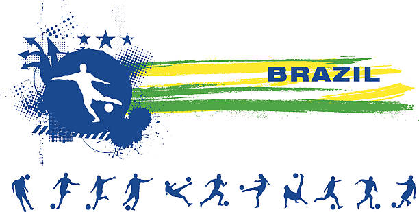 grunge brazil soccer banner vector art illustration