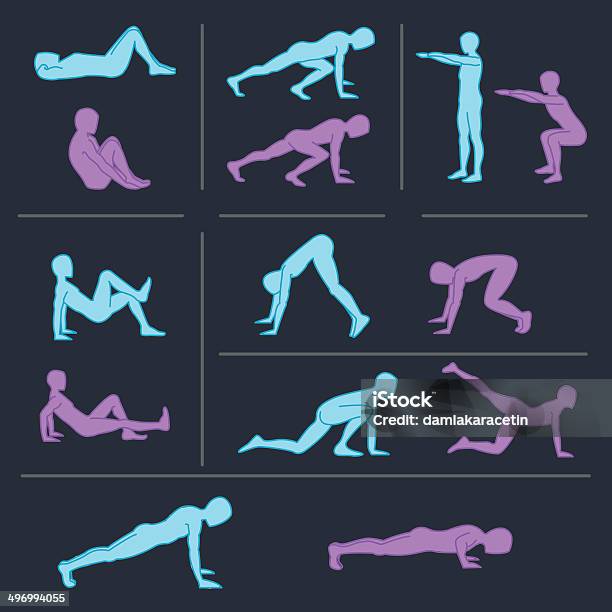 Fitness Exercise Stock Illustration - Download Image Now - Active Lifestyle, Adult, Athlete