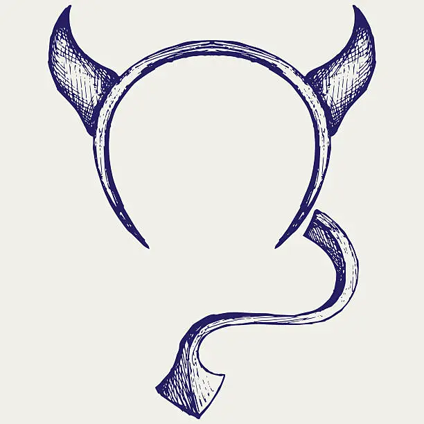 Vector illustration of Devil's horns and tail