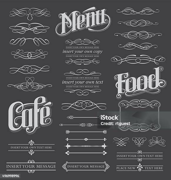 Calligraphy Menu. Example Chalkboard Calligraphy Menu Design Set Stock Illustration - Download ...