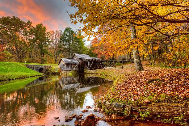 Mabry Mill in October stock photo