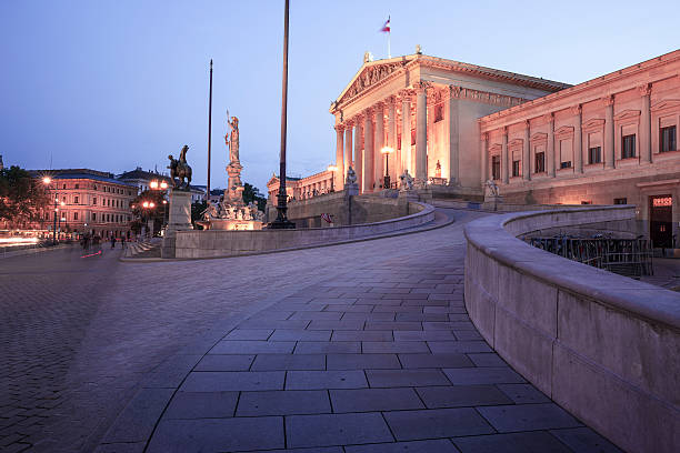 istock Austrian Parliament Building in Vienna at night 497001222